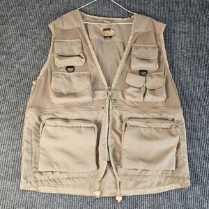 Humvee Vest Mens Large Beige Mesh Multi Pocket Utility Outdoor Safari Hiking